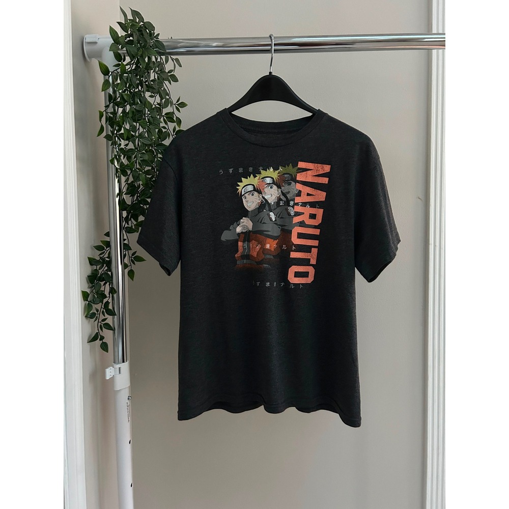 Naruto Shippuden Anime Graphic Tee Grey Sz XL